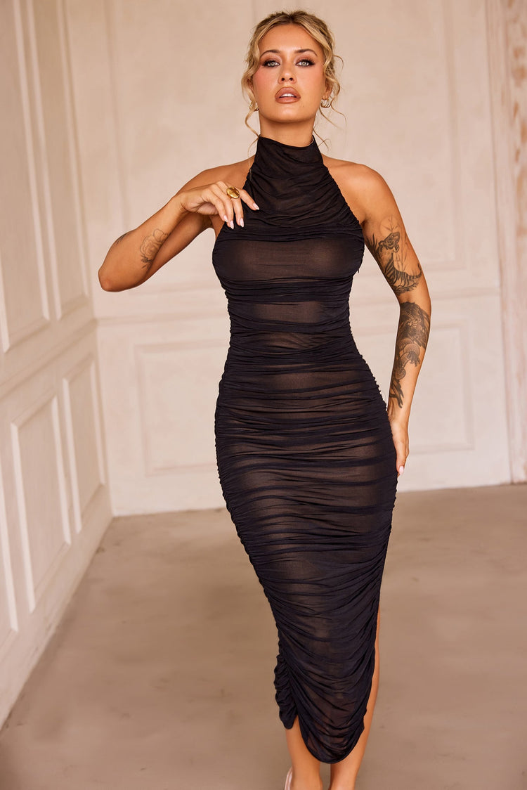 Caught In One Moment Midi Dress - Black DRESSES Sage and Paije