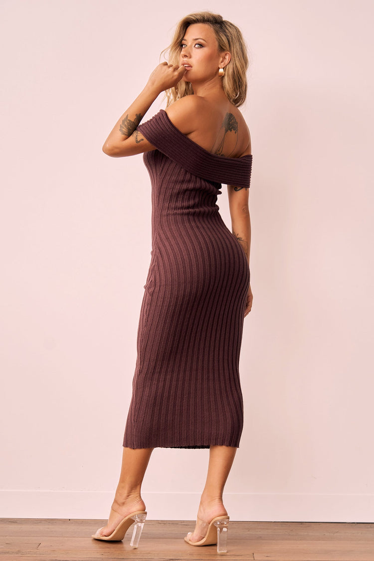 Hannah Knit Midi Dress - Brown KNITWEARS Sage and Paije