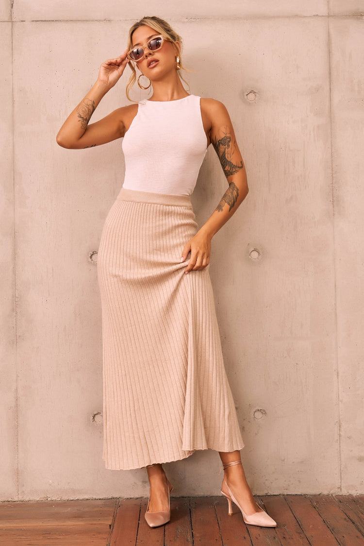 Join Us Knit Maxi Skirt - Sand KNITWEARS Sage and Paije