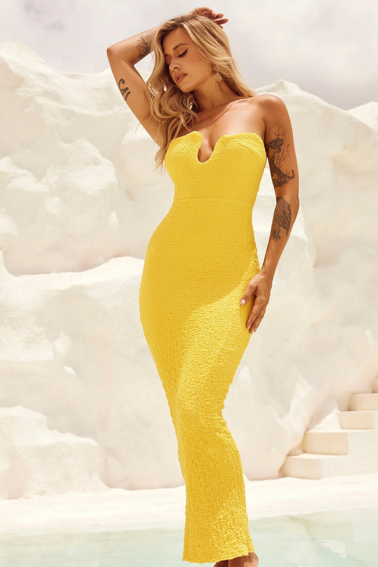 Saya Midi Dress - Yellow DRESSES Sage and Paije