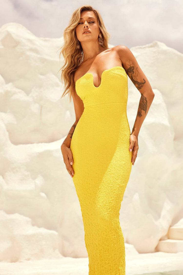 Saya Midi Dress - Yellow DRESSES Sage and Paije