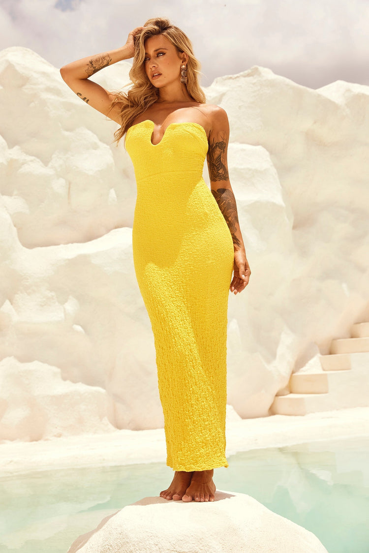 Saya Midi Dress - Yellow DRESSES Sage and Paije