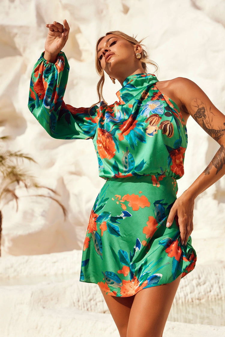 Dance Forever Mini Dress - Green Multi DRESSES Sage and Paije