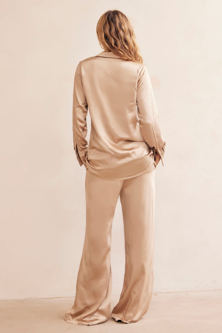 Brooklin Satin Pants - Champagne BOTTOMS Sage and Paije