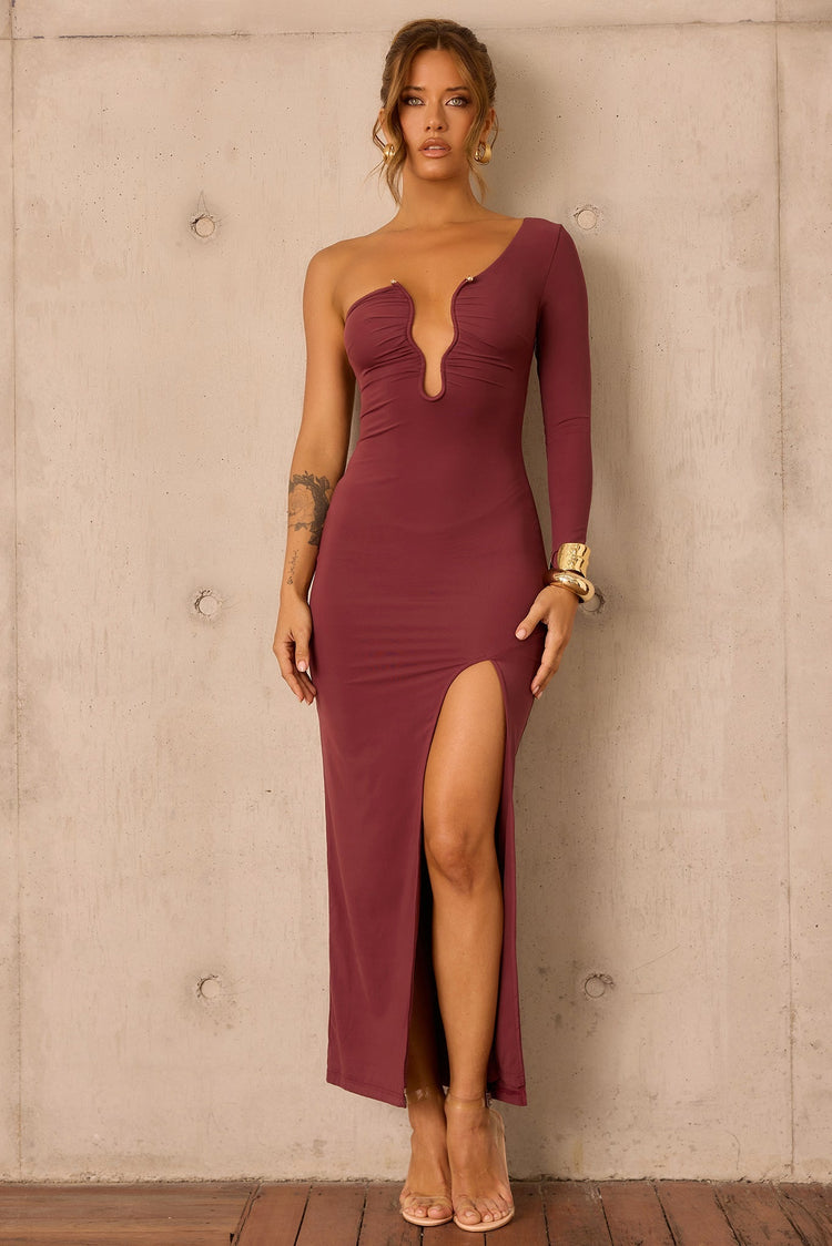 Nocturne Draped Maxi Dress - Cherry Chocolate DRESSES Sage and Paije