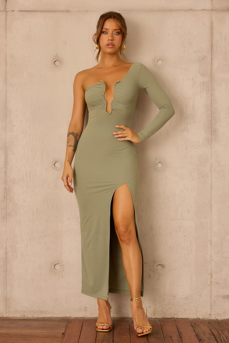 Nocturne Draped Maxi Dress - Olive DRESSES Sage and Paije