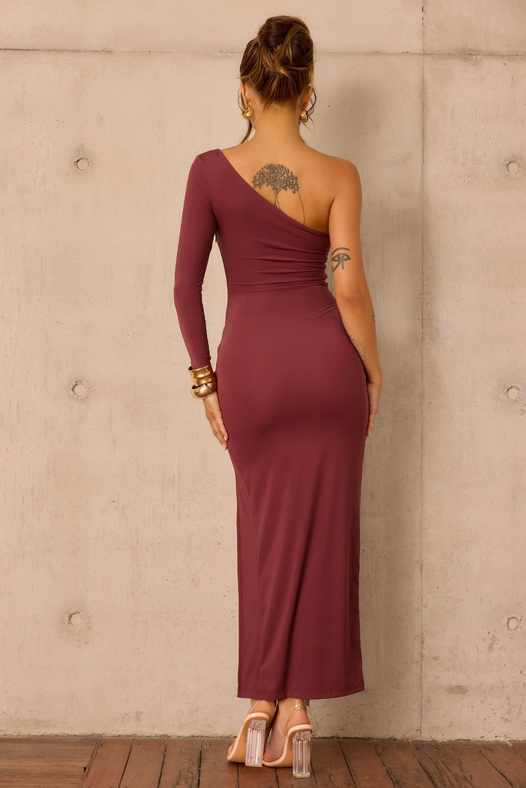 Nocturne Draped Maxi Dress - Cherry Chocolate DRESSES Sage and Paije