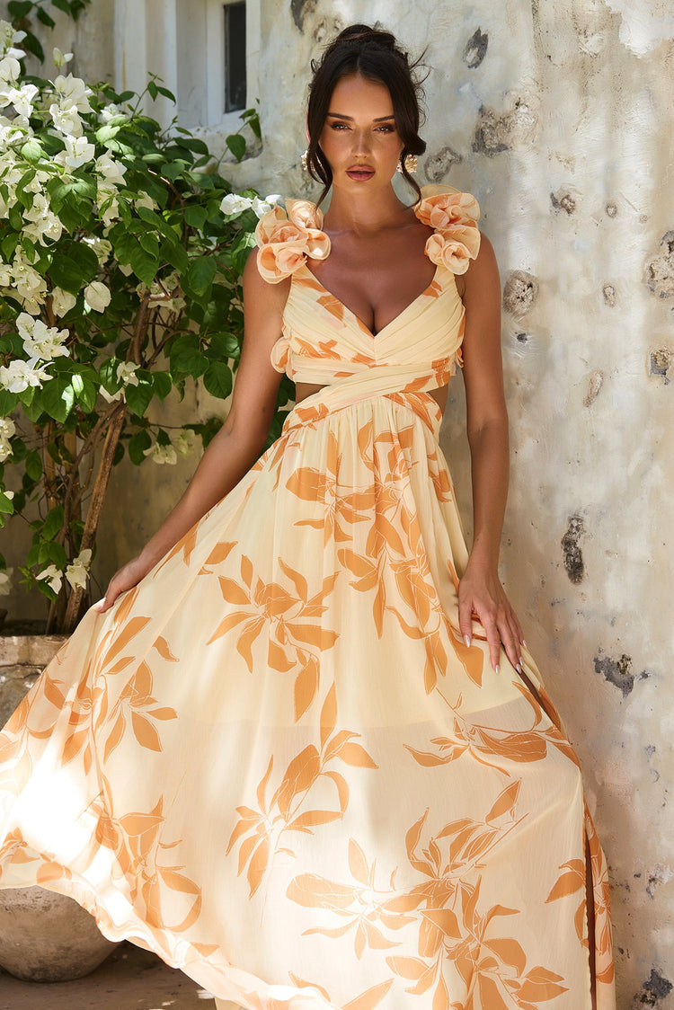 Ethereal Blossom Maxi Dress - Yellow Multi