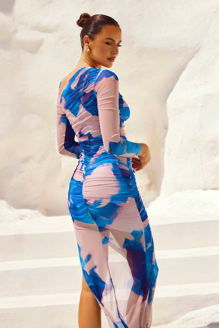 Farrah Midi Dress - Blue Multi DRESSES Sage and Paije
