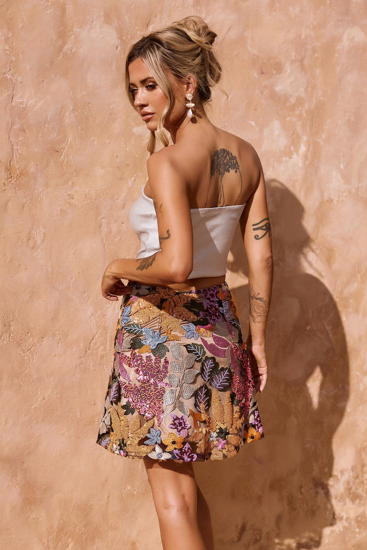 Cabo Mini Skirt - Black Multi BOTTOMS Sage and Paije