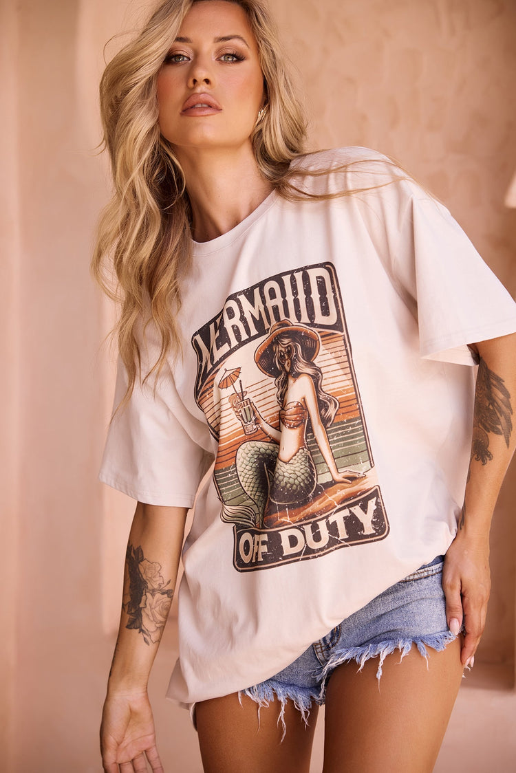 Mermaid Island Tee - Stone TOPS Sage and Paije