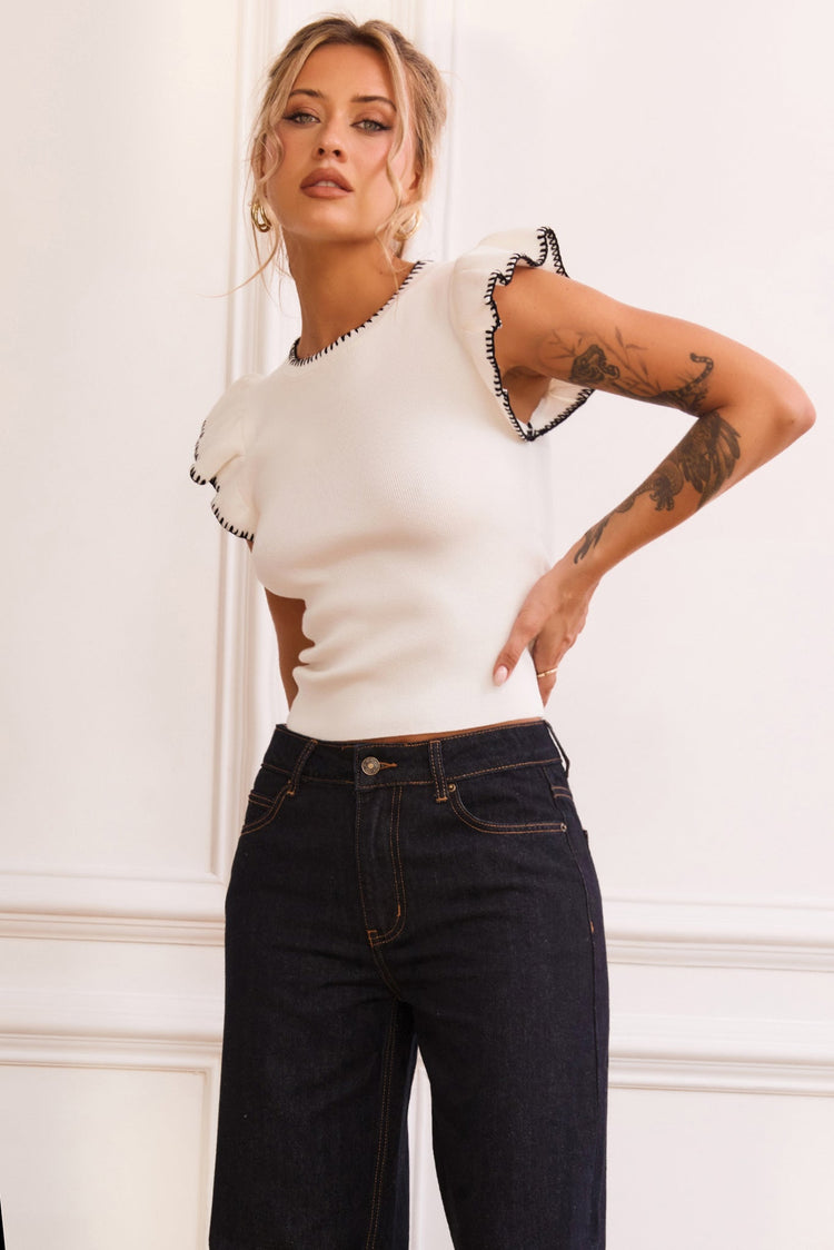 Maggy Knit Top - White TOPS Sage and Paije