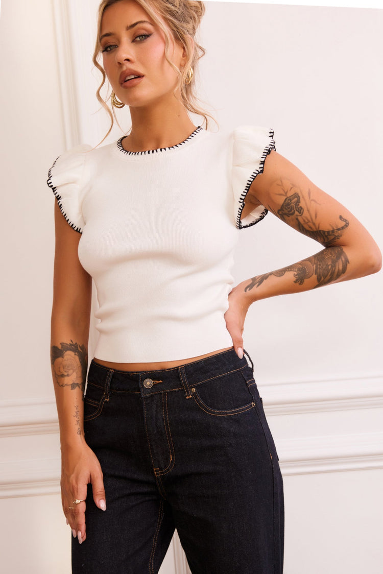 Maggy Knit Top - White TOPS Sage and Paije