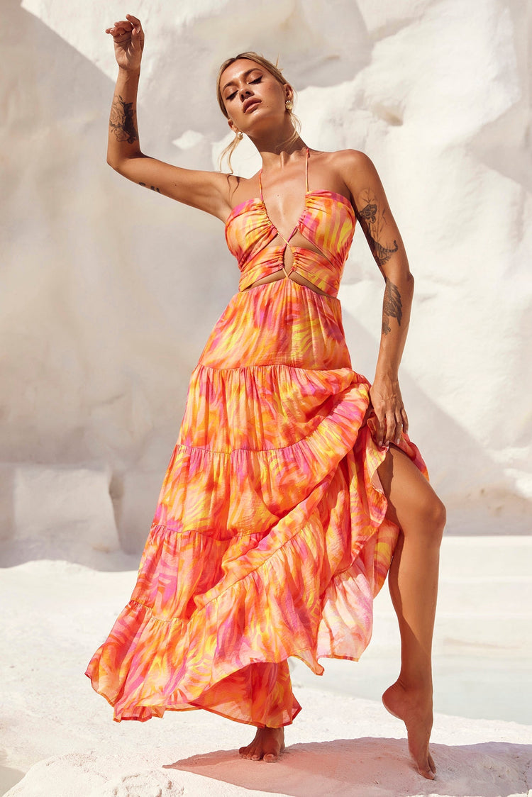 Dreamy Sun Maxi Dress - Orange Multi DRESSES Sage and Paije