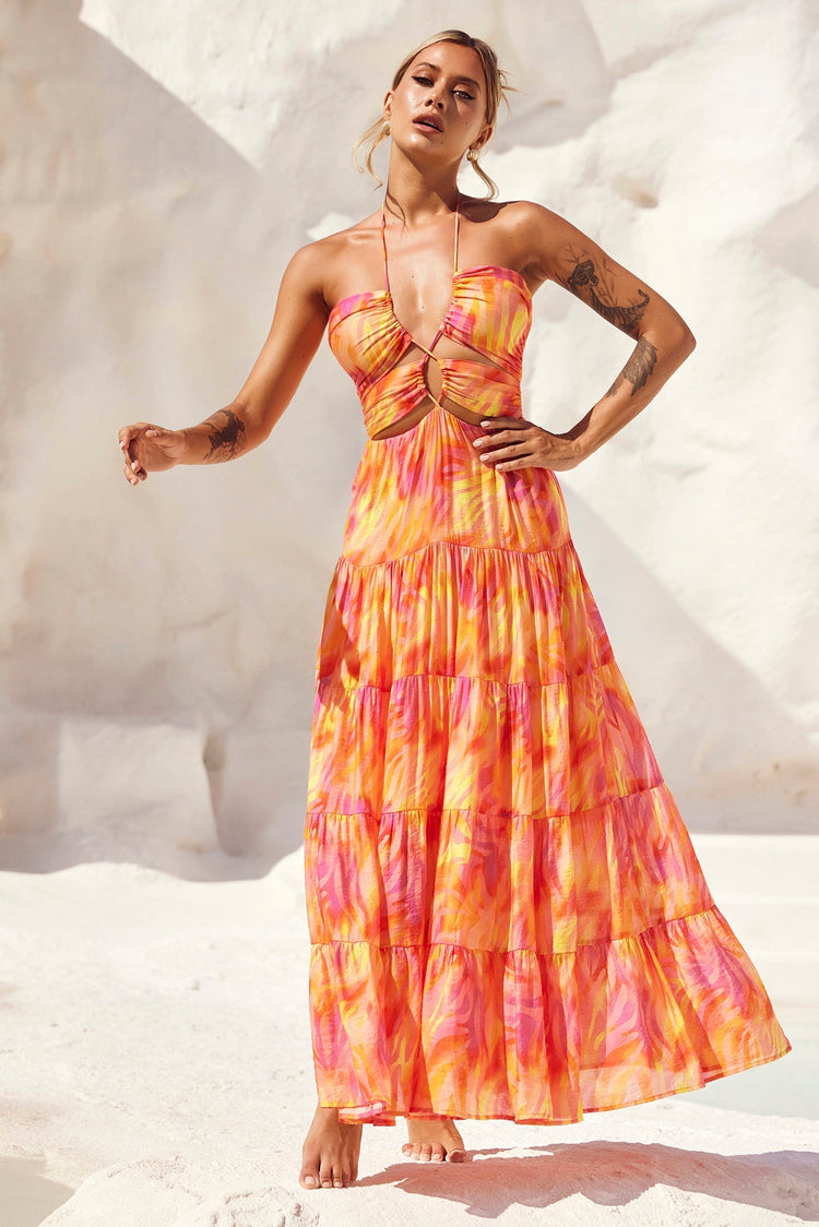 Dreamy Sun Maxi Dress - Orange Multi DRESSES Sage and Paije