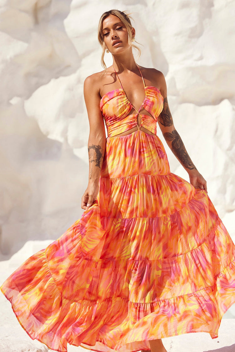 Dreamy Sun Maxi Dress - Orange Multi DRESSES Sage and Paije
