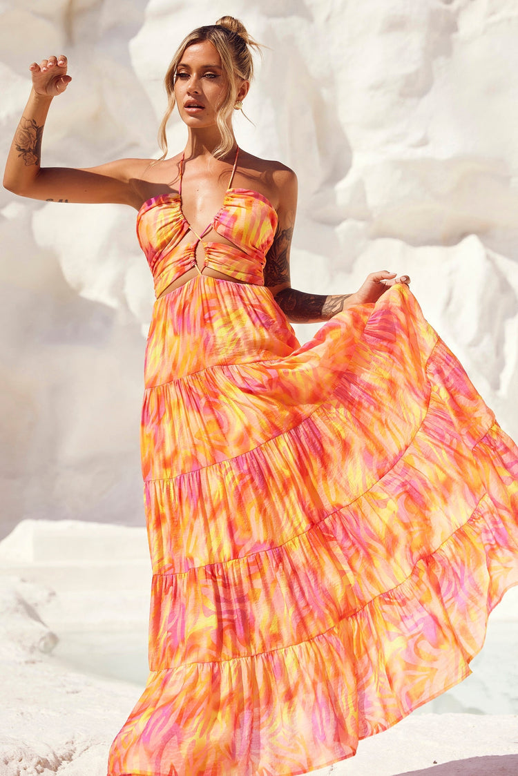 Dreamy Sun Maxi Dress - Orange Multi DRESSES Sage and Paije