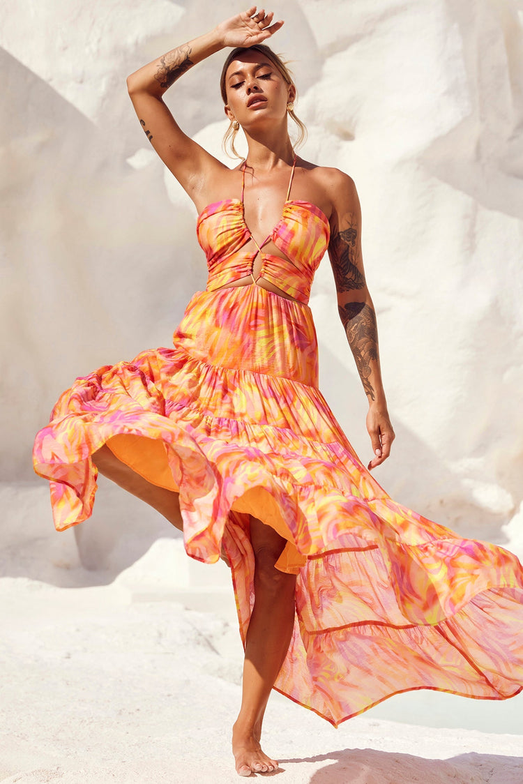 Dreamy Sun Maxi Dress - Orange Multi DRESSES Sage and Paije
