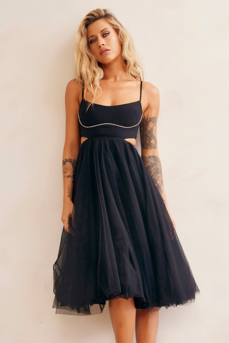 Got Glam Midi Dress - Black DRESSES Sage and Paije