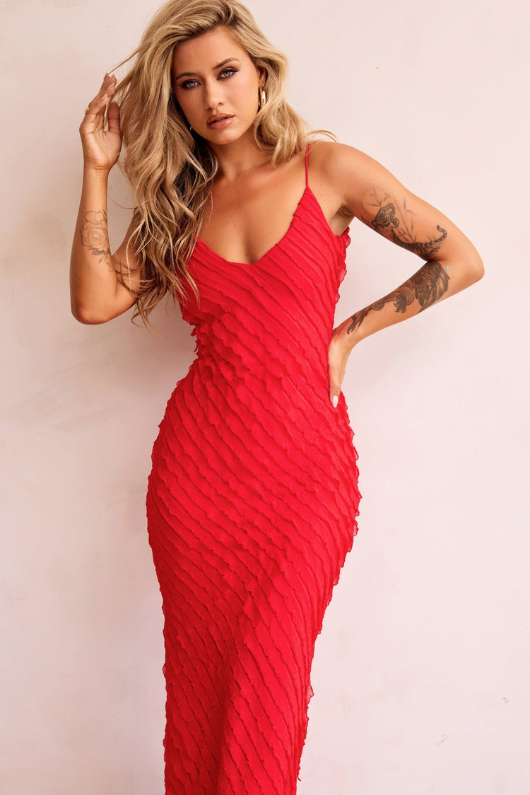 Thelma Maxi Dress - Red DRESSES Sage and Paije
