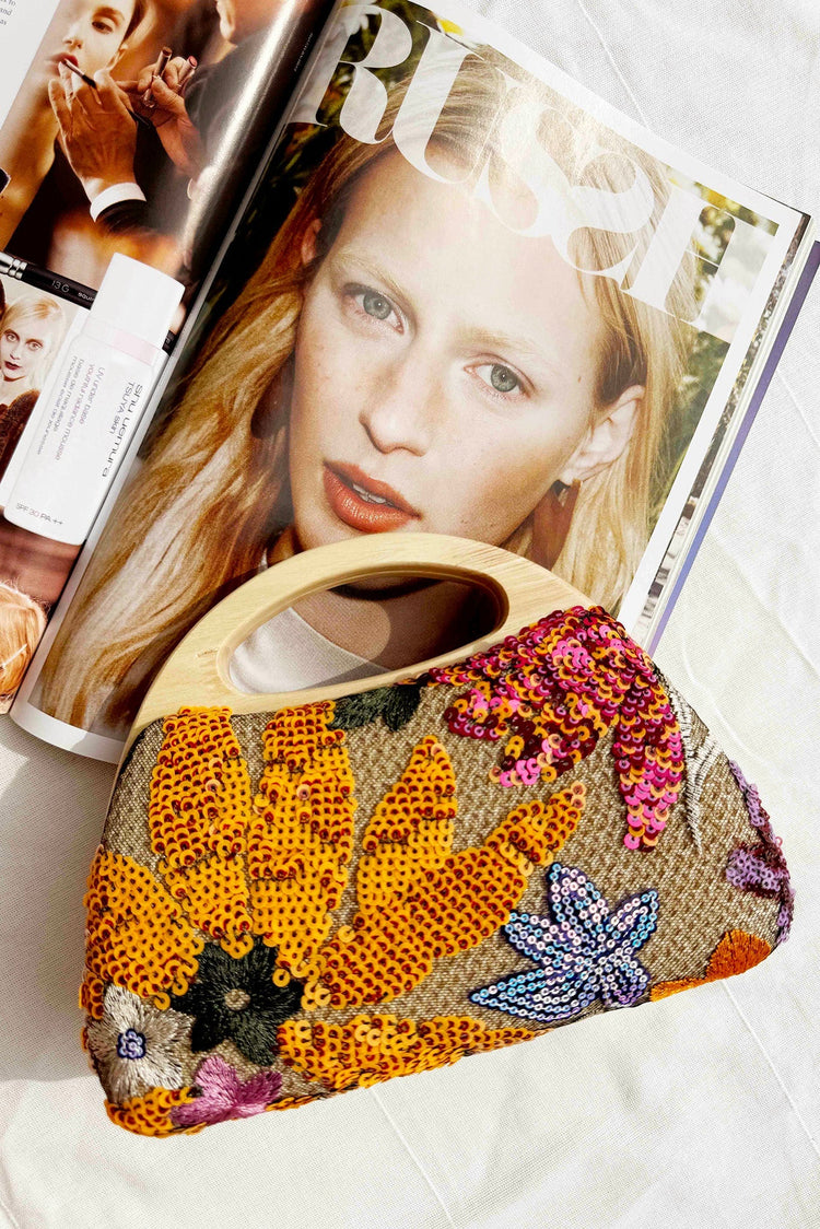 Vintage Summer Clutch Bag - Orange Multi ACCESSORIES Sage and Paije