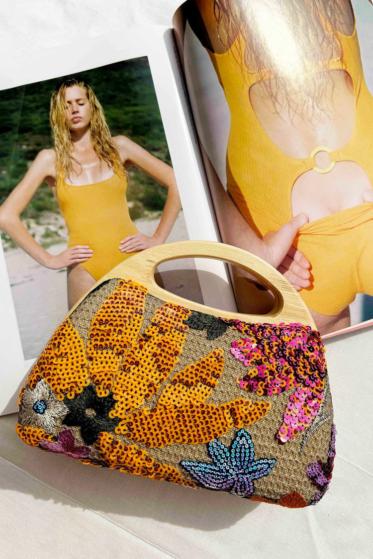 Vintage Summer Clutch Bag - Orange Multi ACCESSORIES Sage and Paije