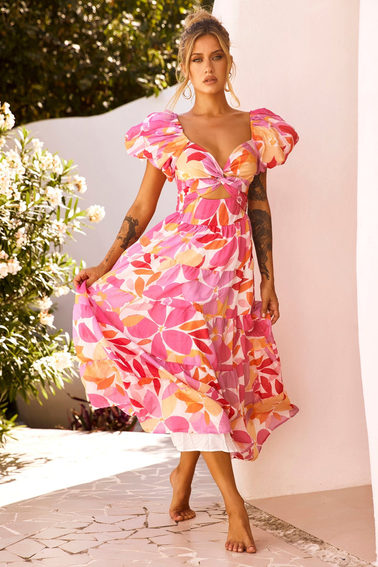 One Clover Midi Dress - Pink DRESSES Sage and Paije