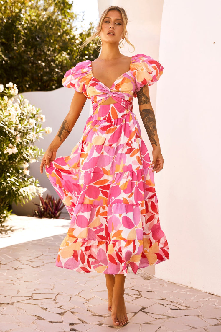 One Clover Midi Dress - Pink DRESSES Sage and Paije