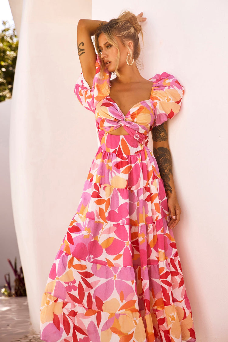 One Clover Midi Dress - Pink DRESSES Sage and Paije