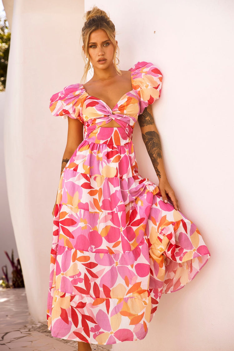 One Clover Midi Dress - Pink DRESSES Sage and Paije