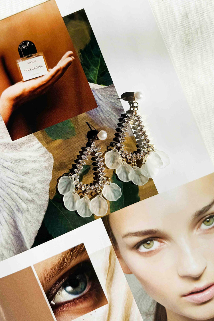 Celeste Chandelier Earrings - White ACCESSORIES Sage and Paije