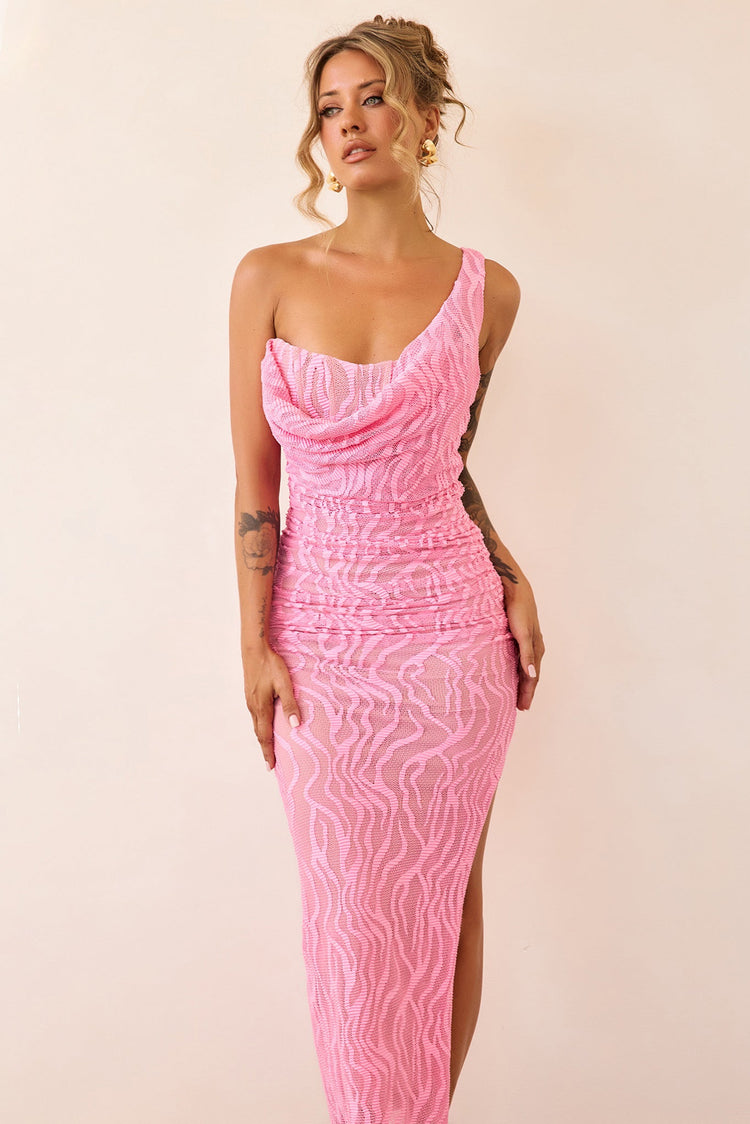 Spotlight Lace Maxi Dress - Pink-DRESSES