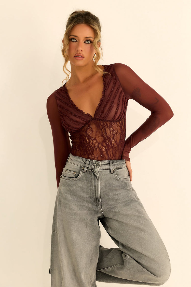 Riviera Lace Top - Chocolate