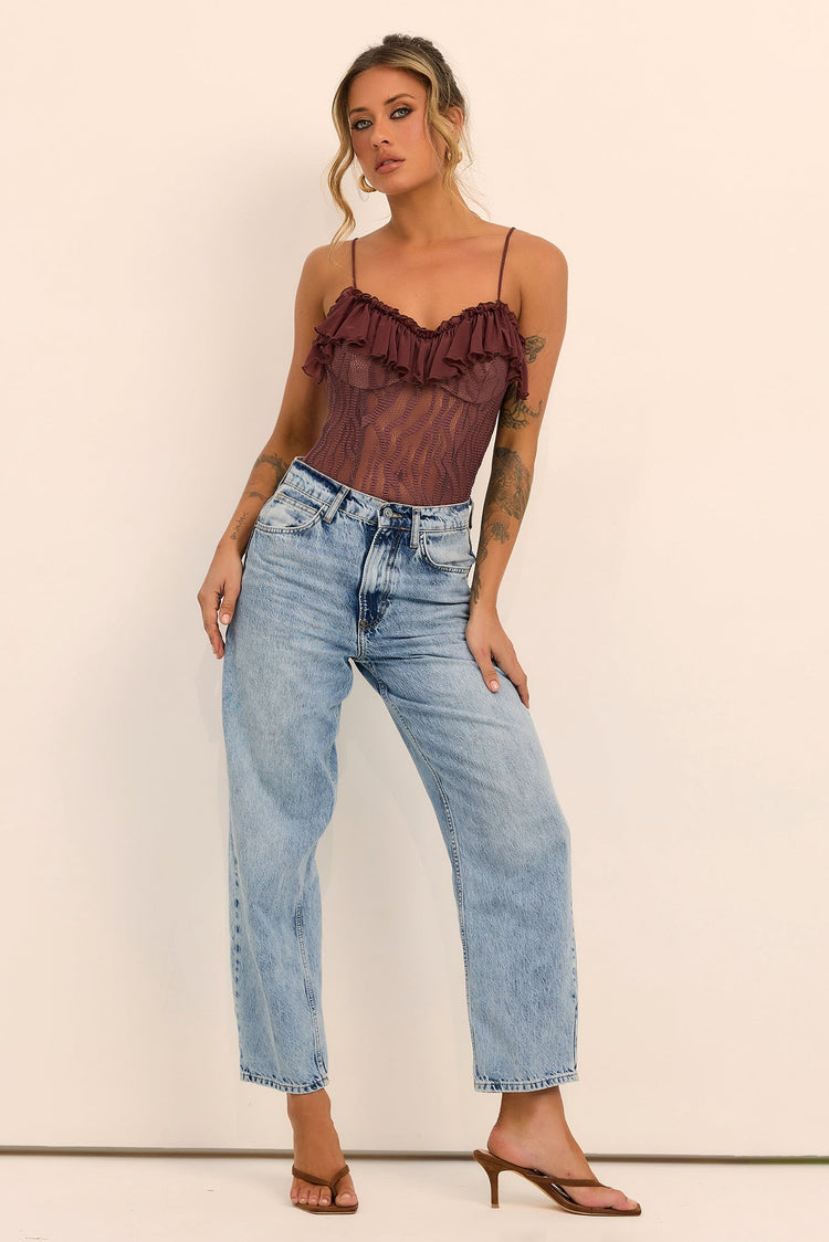 Soft Whispers Lace Bodysuit - Chocolate