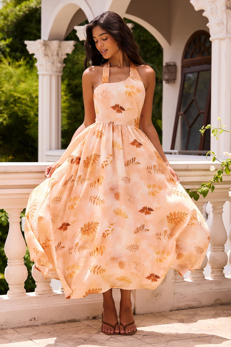 Golden Meadow Woven Midi Dress - Desert