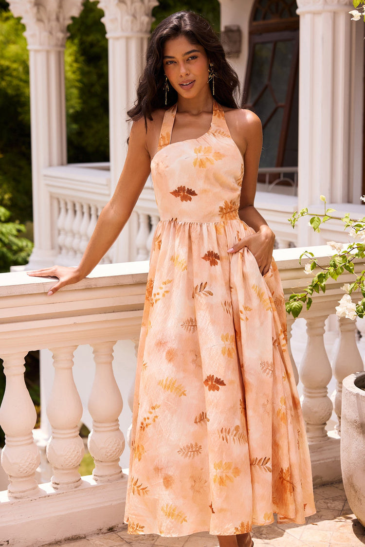 Golden Meadow Woven Midi Dress - Desert