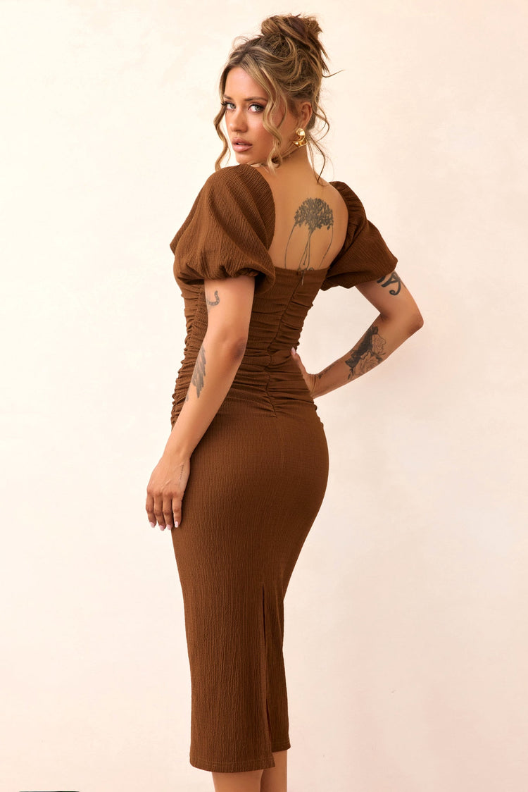 Our Memories Jersey Midi Dress - Brown