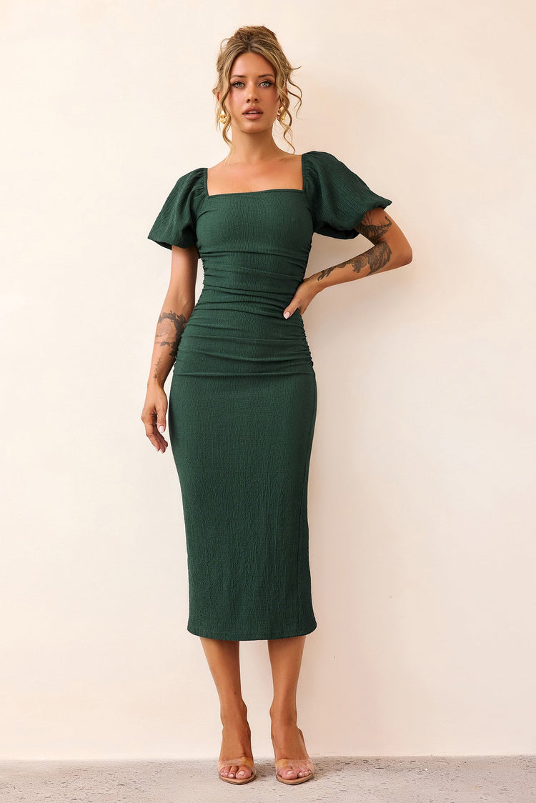 Our Memories Jersey Midi Dress - Forest Green