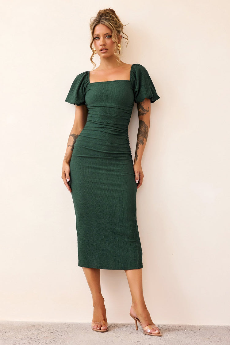 Our Memories Jersey Midi Dress - Forest Green