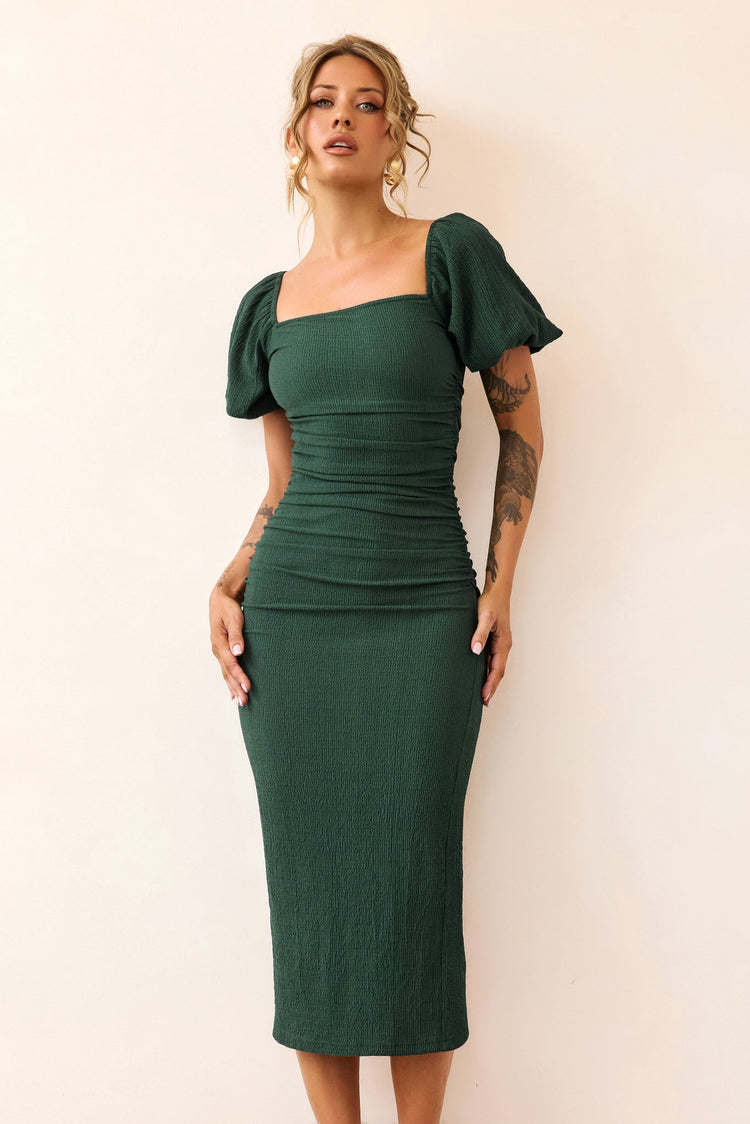 Our Memories Jersey Midi Dress - Forest Green