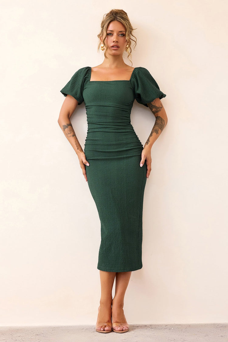 Our Memories Jersey Midi Dress - Forest Green