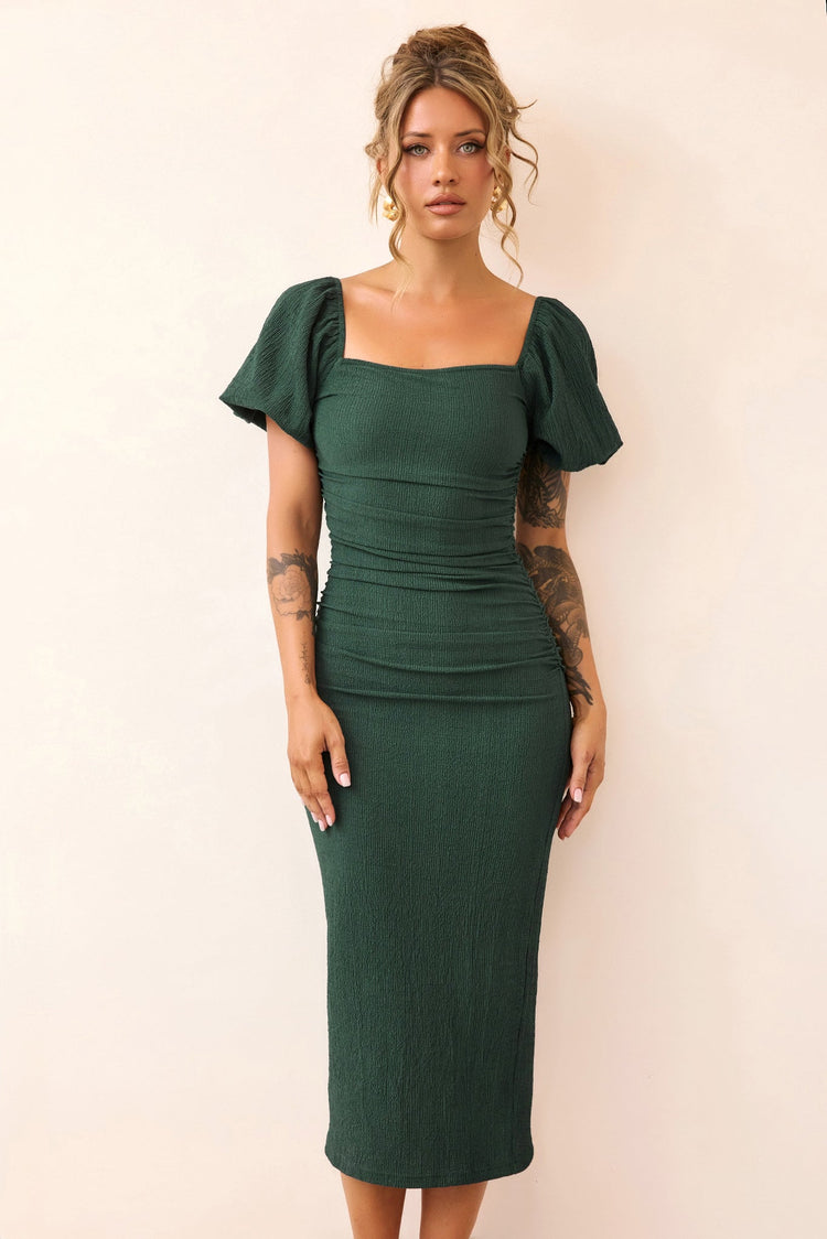 Our Memories Jersey Midi Dress - Forest Green