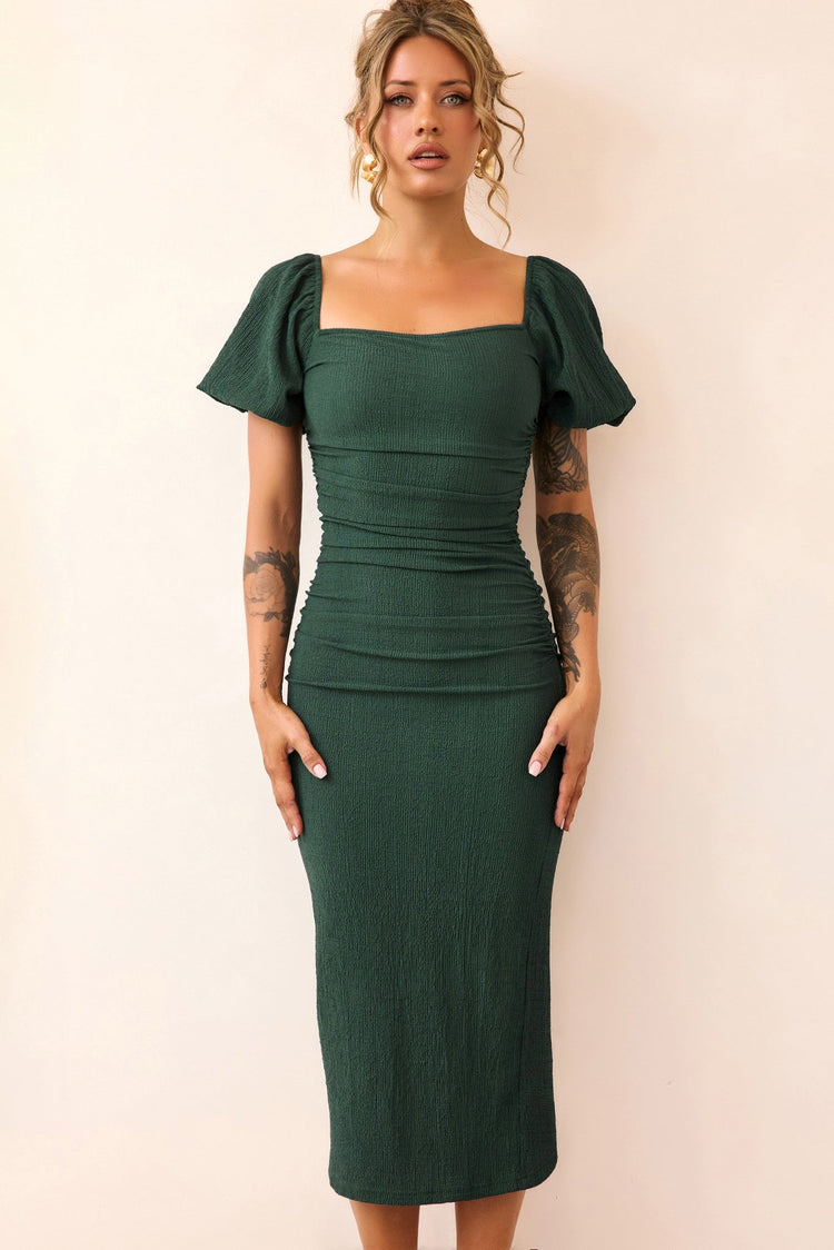 Our Memories Jersey Midi Dress - Forest Green