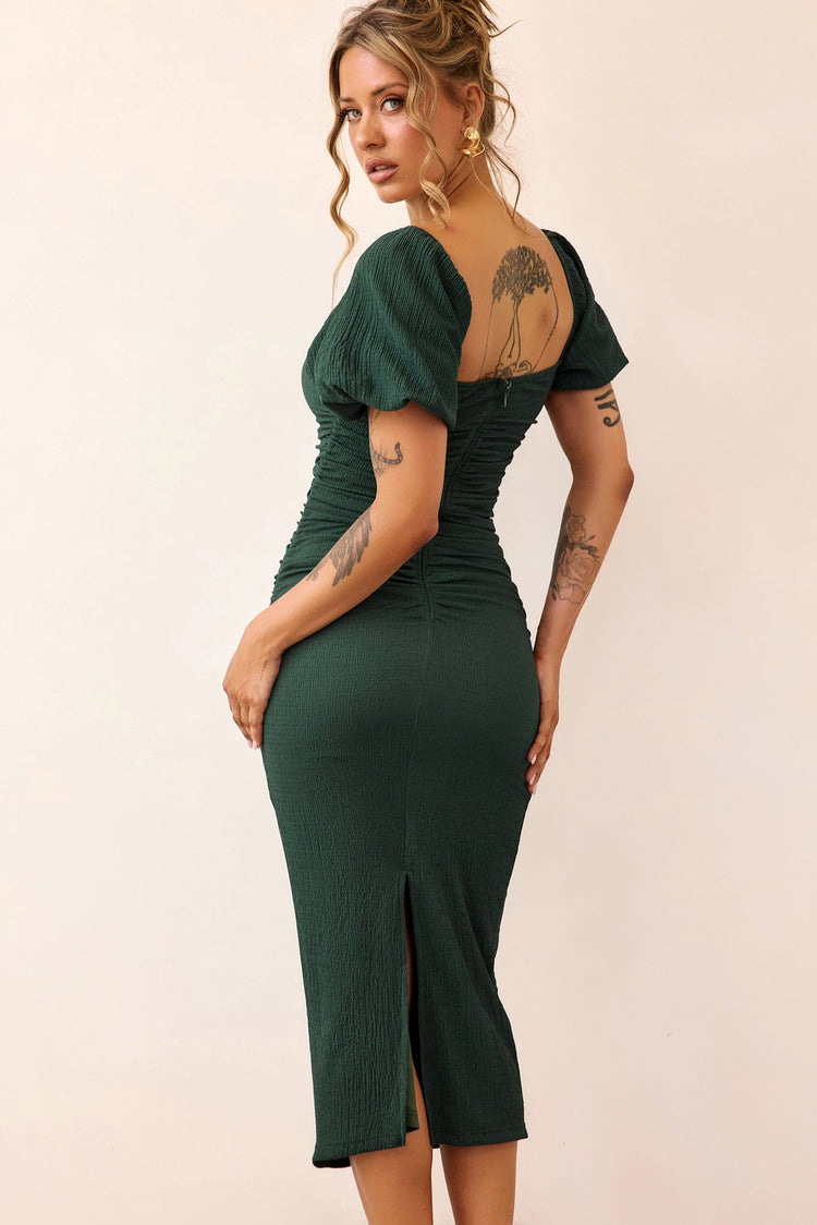 Our Memories Jersey Midi Dress - Forest Green