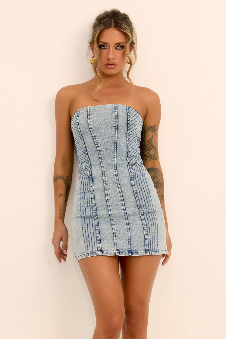 The Blue Hour Denim Mini Dress - Denim Blue