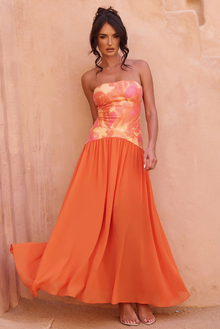 Sunset Breeze Maxi Dress - Tangerine