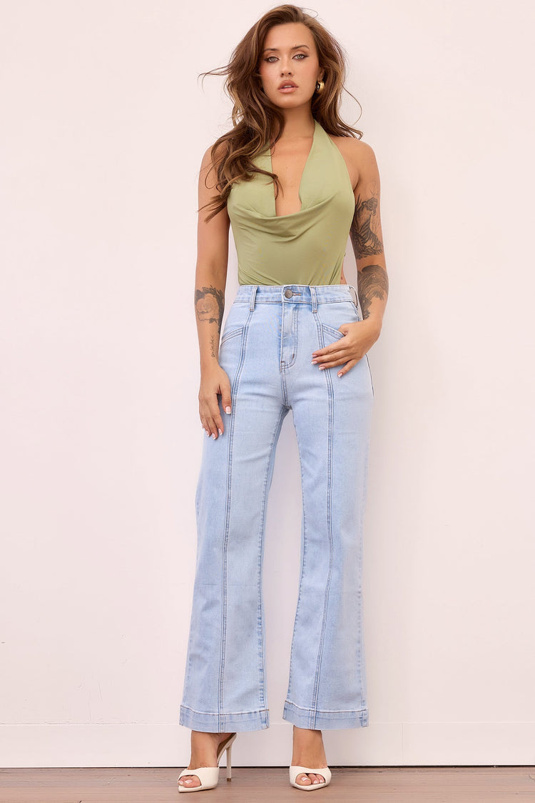 Siren Drape Jersey Bodysuit - Olive