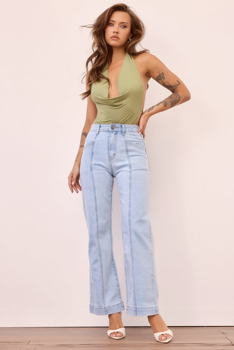 Siren Drape Jersey Bodysuit - Olive