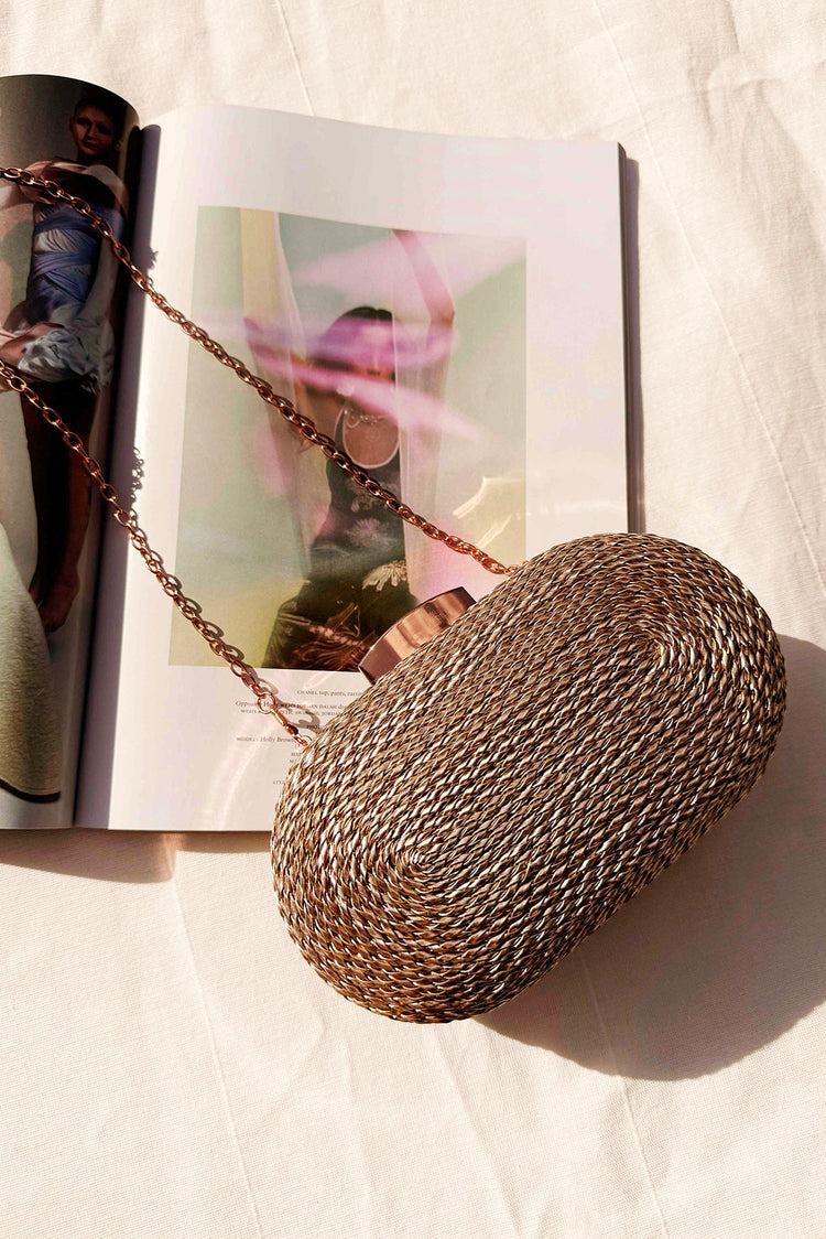 Aurora Gleam Clutch Bag - Rose Gold