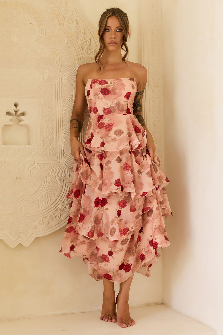 Showered With Love Chiffon Maxi Dress - Blush